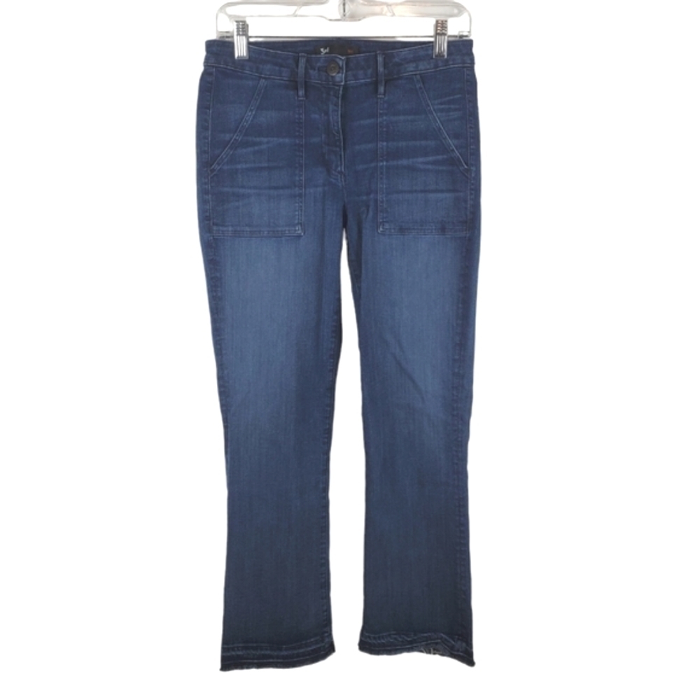 3X1 nyc Jeans Womens 28 cropped Kick boot Gunner blue Released Raw hem Midrise